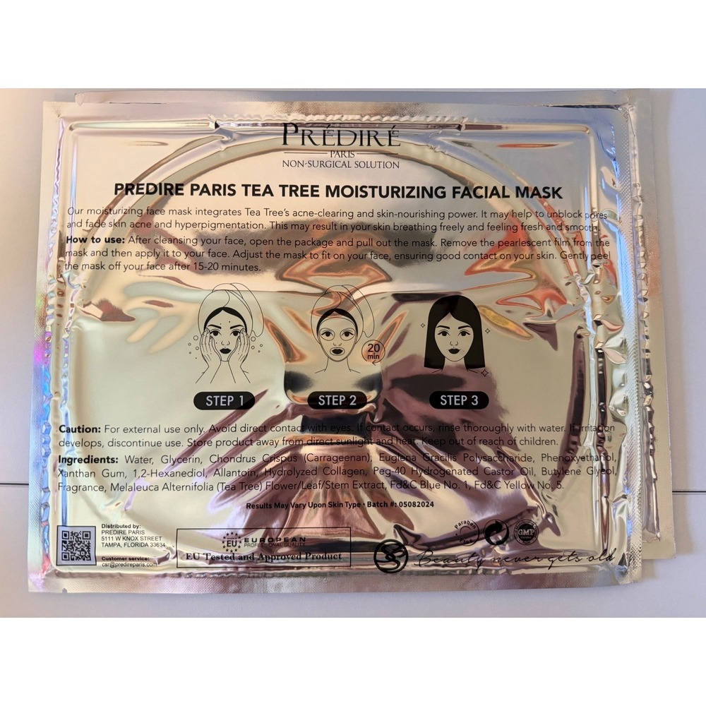 Predire Paris Tea Tree Moisturizing Facial Mask Set of 2 Non-Surgical Solution - Picture 2 of 3